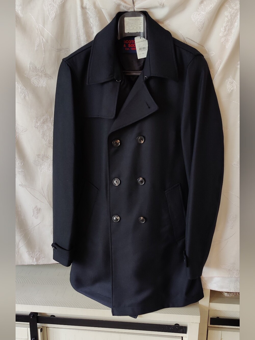 Scotch And Soda Mens Short Chic Trench Coat Sz Lg
